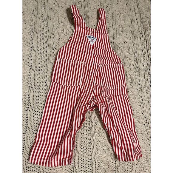 Baby Oshkosh B’Gosh Vestabak Overalls Red White & Blue Striped 18M VTG USA RARE - Picture 6 of 8